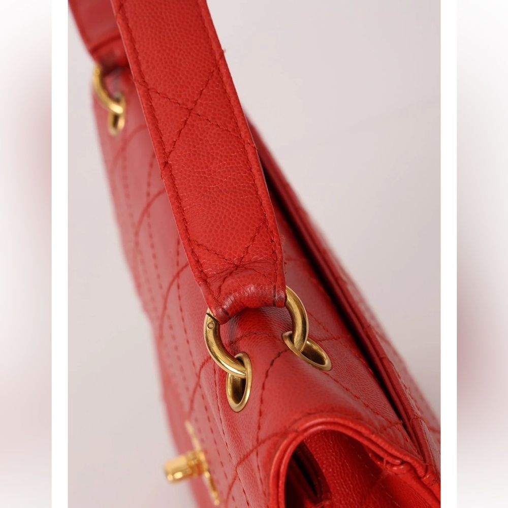 RARE 1997 vintage red Chanel Kelly 24k gold plated - Picture 15 of 17